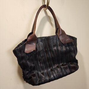Abro made in Italy Vintage Leather Fur black and Brown Shoulder bag